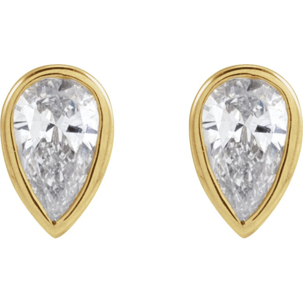 Pear Bezel-Set Stud Earrings