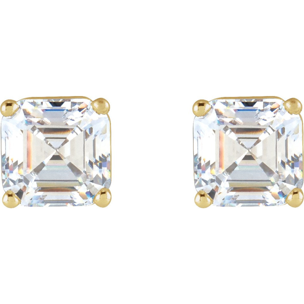 Asscher 4-Prong Stud Earrings