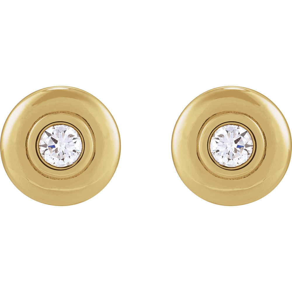 Bezel-Set Puffed Stud Earrings