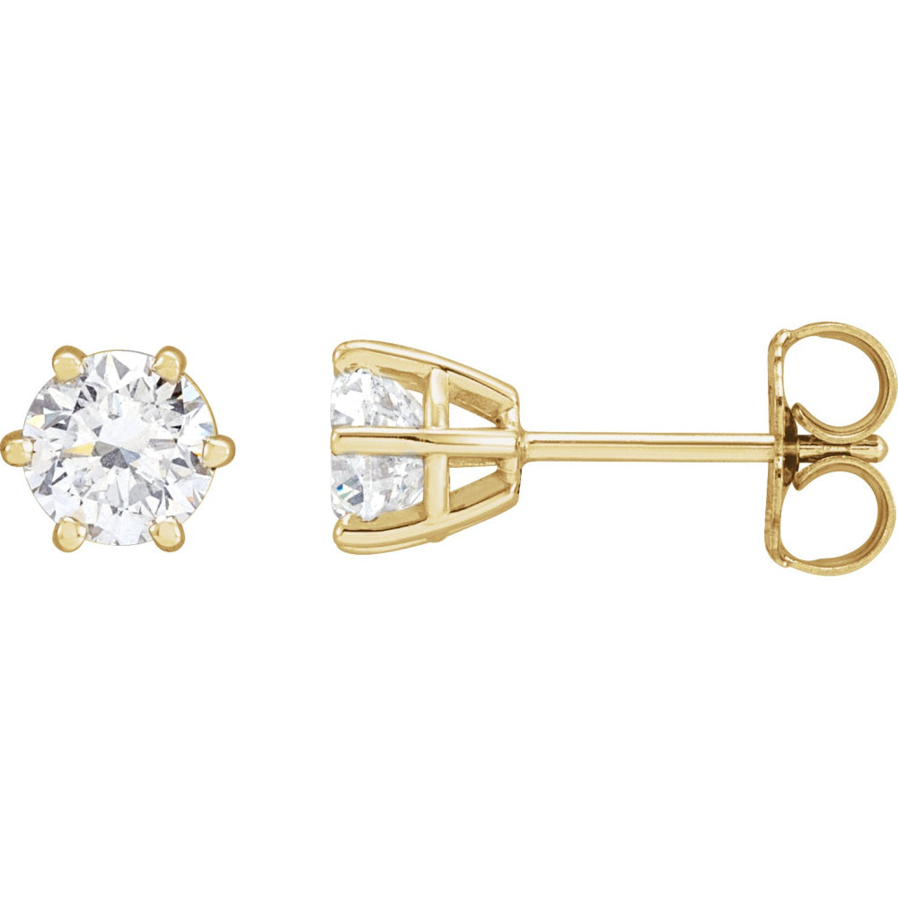 Round 6-Prong Stud Earrings