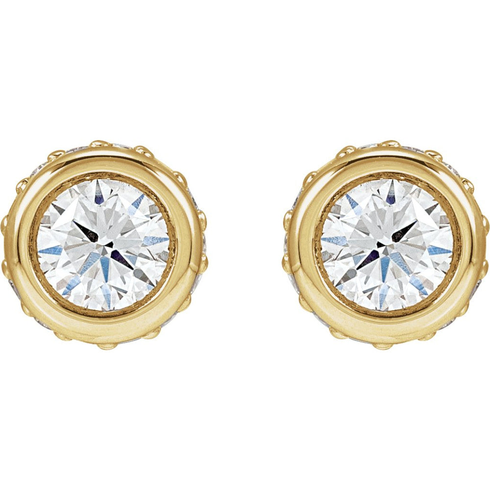 Hidden Halo-Style Bezel-Set Stud Earrings