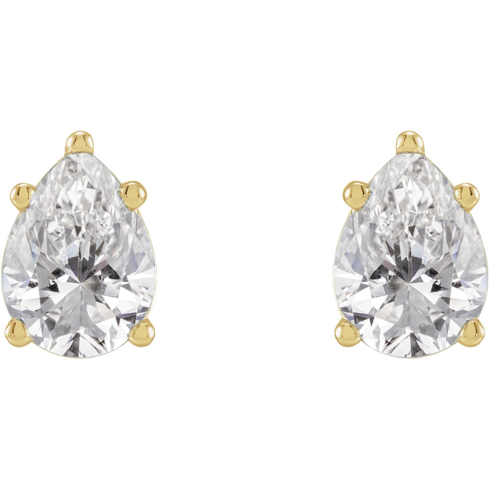 Pear 5-Prong Stud Earrings
