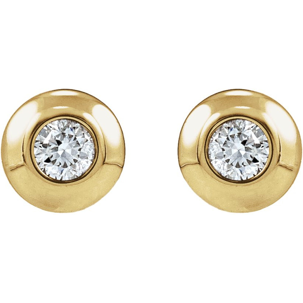 Round Bezel-Set Stud Earrings