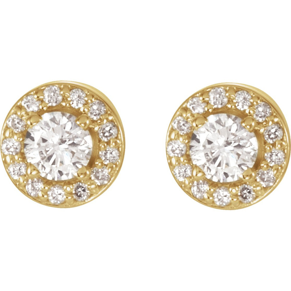 Round 4-Prong Halo-Style Earrings