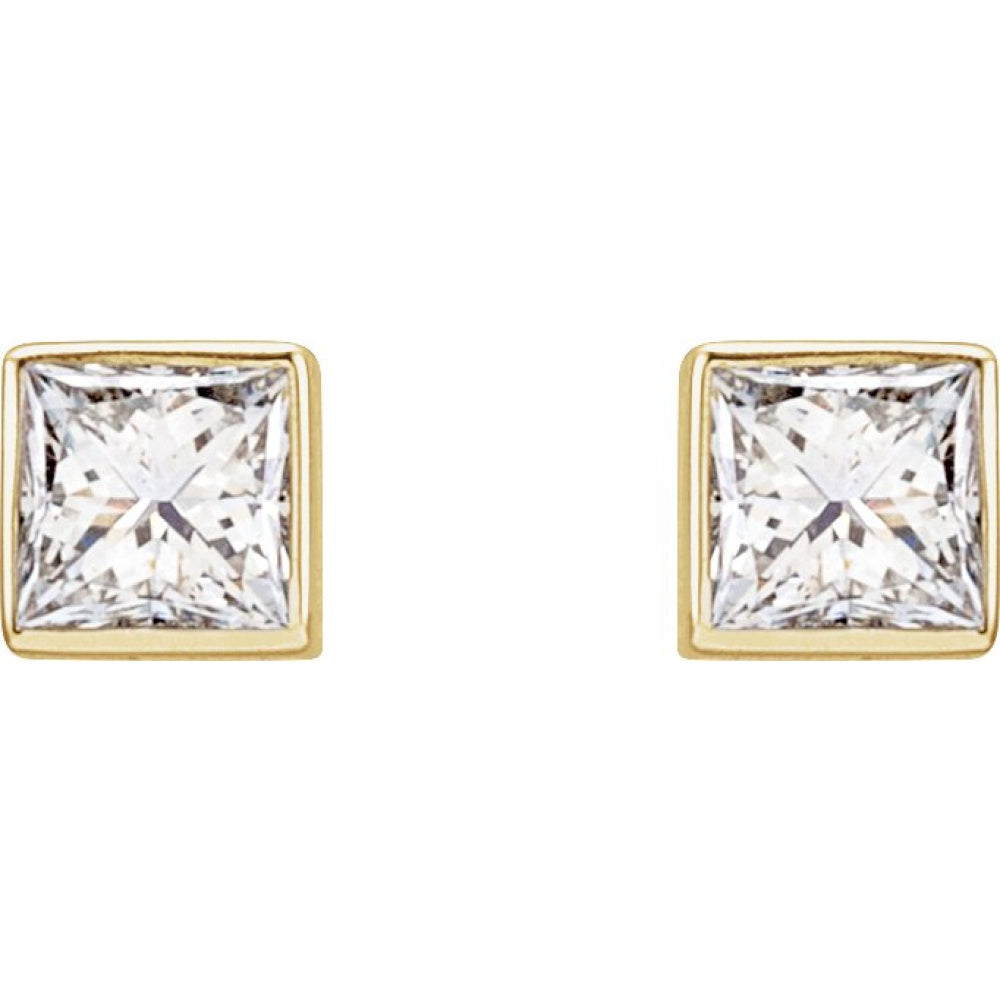 Square Bezel-Set Stud Earrings