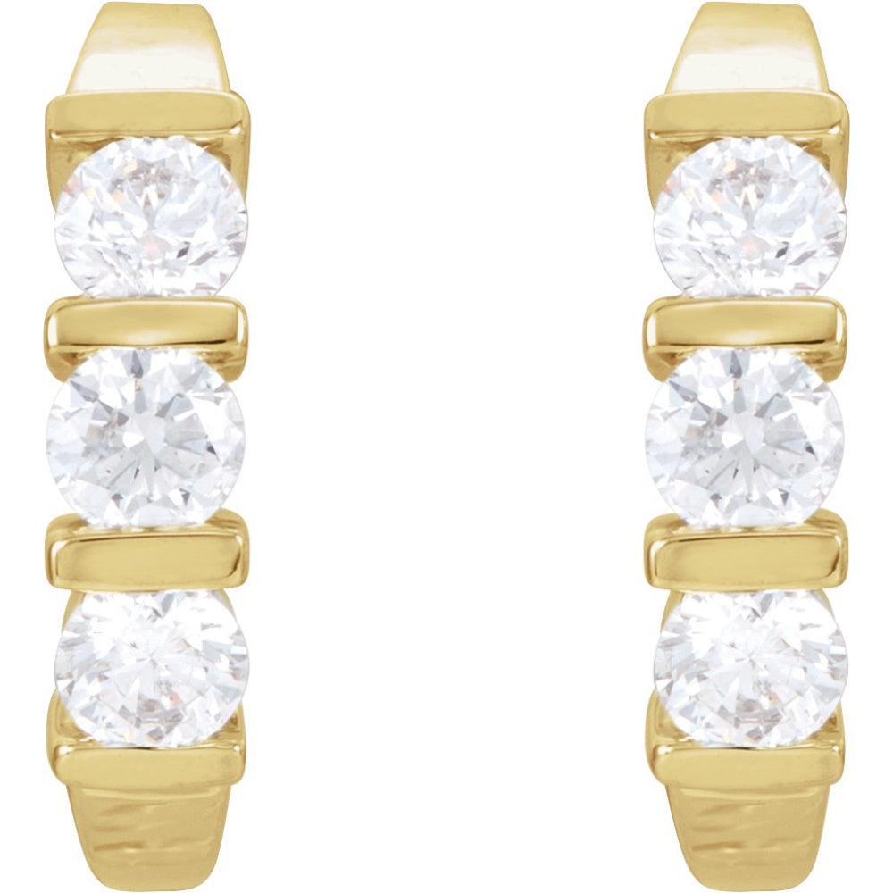 Three-Stone J-Hoop Earrings