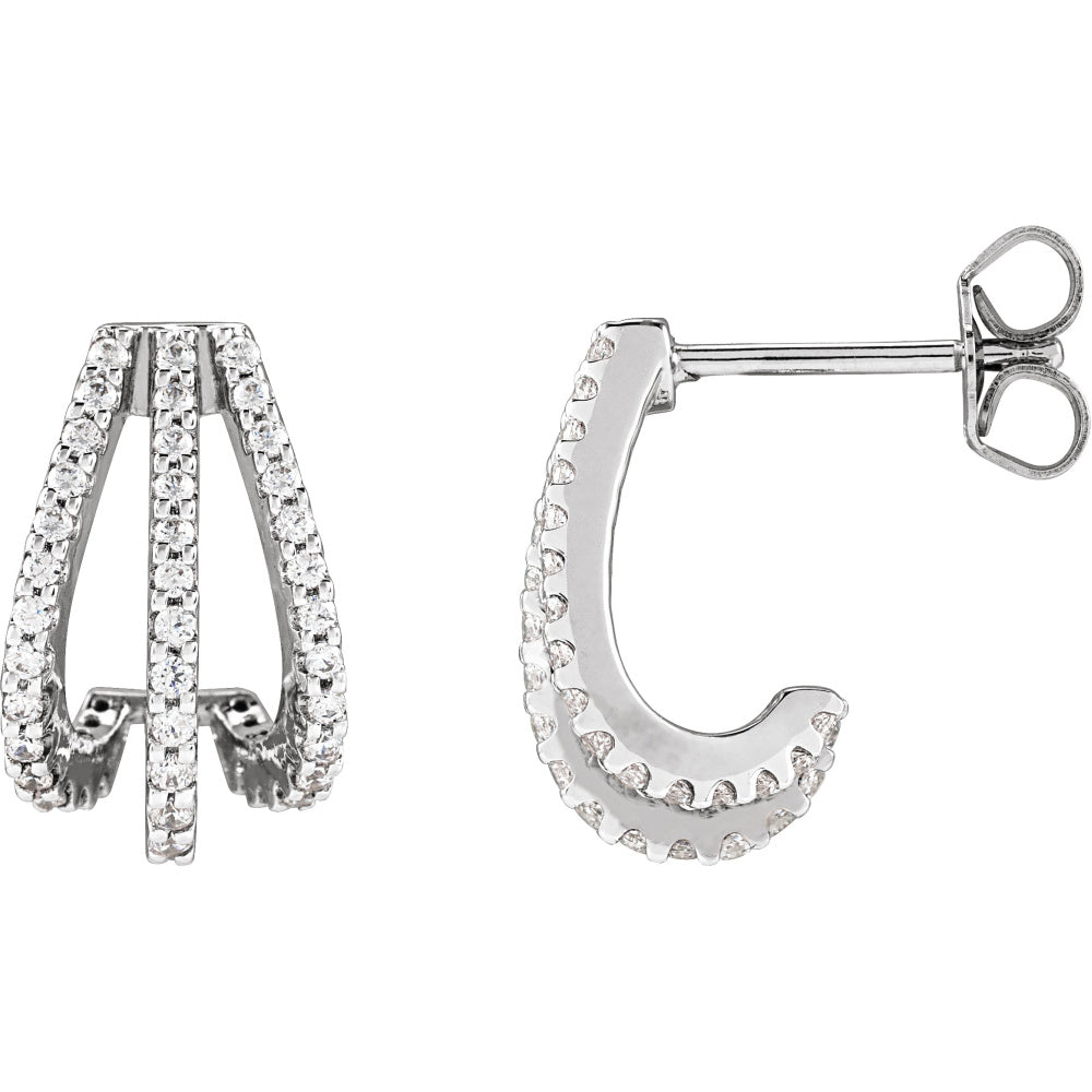 Accented Three-Row Hoop Earrings