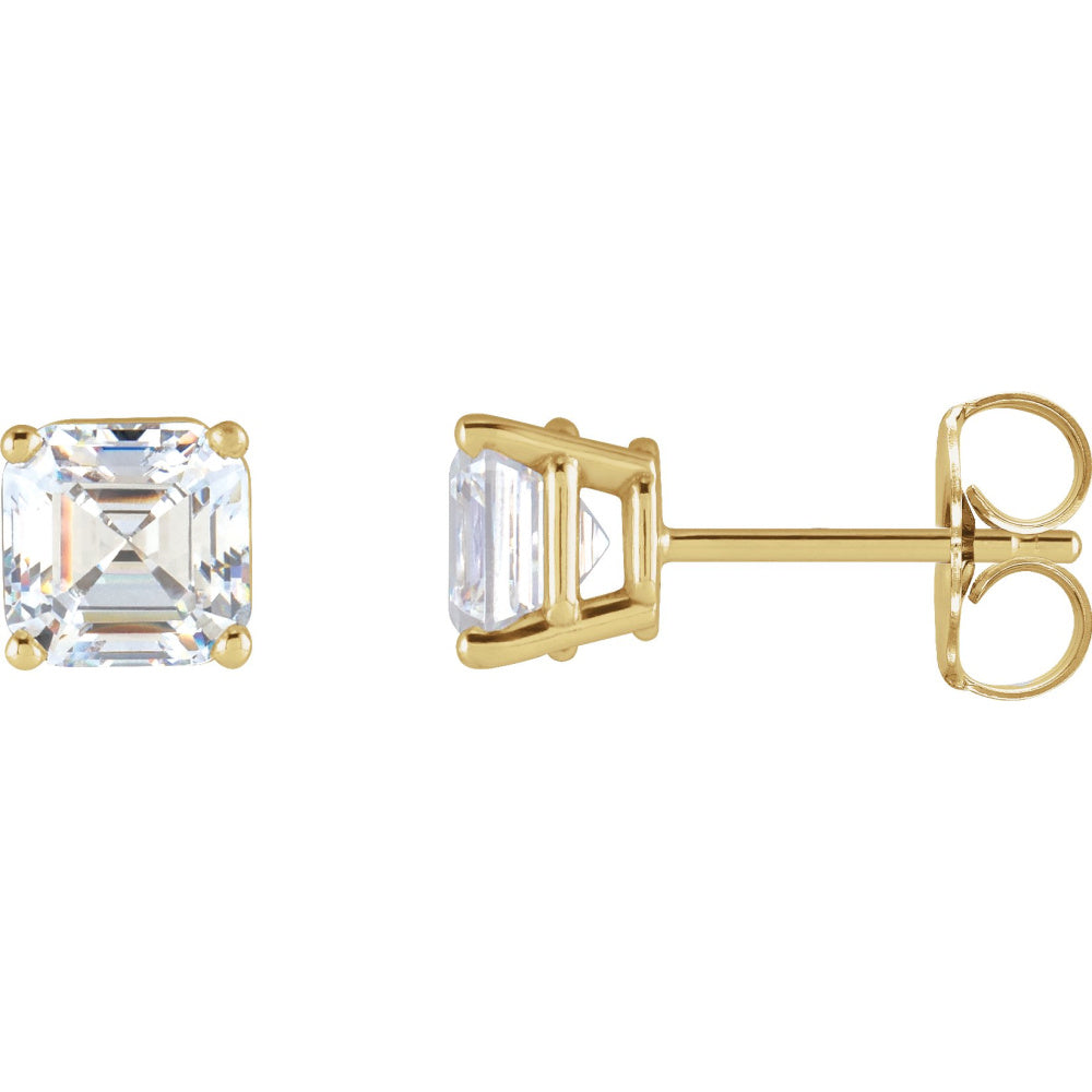 Asscher 4-Prong Stud Earrings