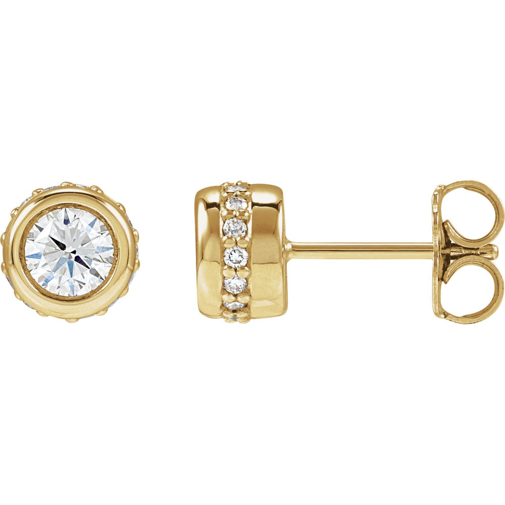 Hidden Halo-Style Bezel-Set Stud Earrings