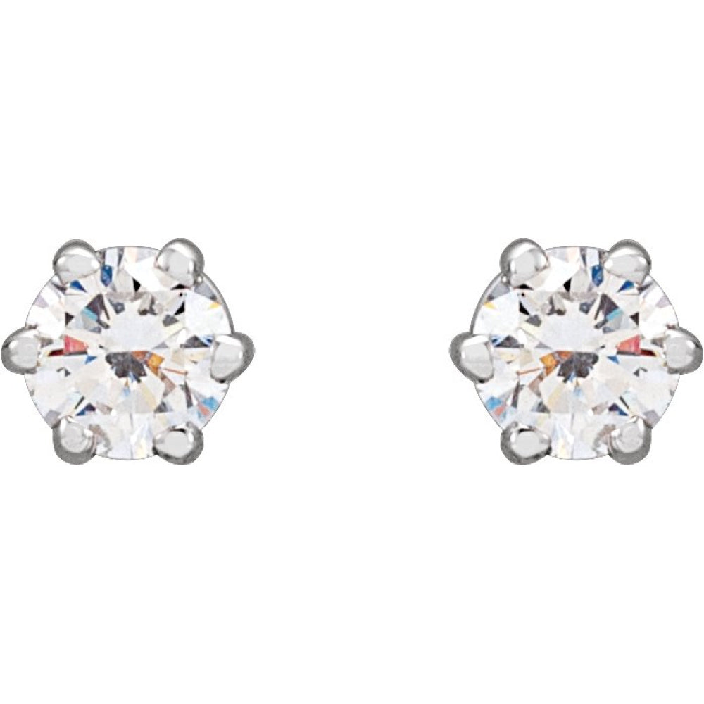 Round 6-Prong Stud Earrings