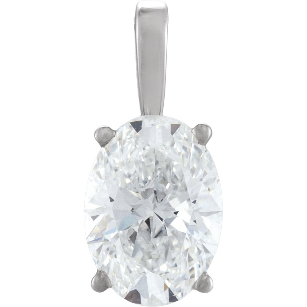 Oval 4-Prong Solitaire Lightweight Pendant