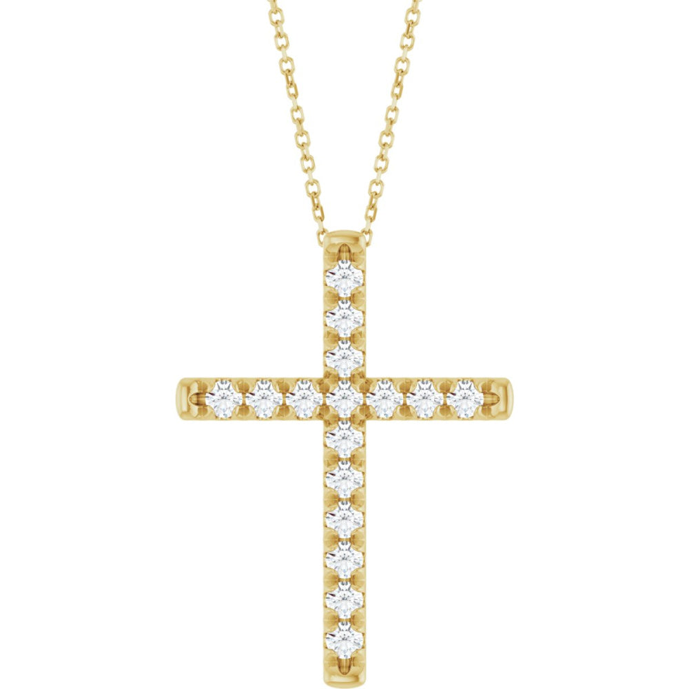 French-Set Cross Necklace or Pendant