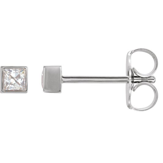 Square Bezel-Set Stud Earrings