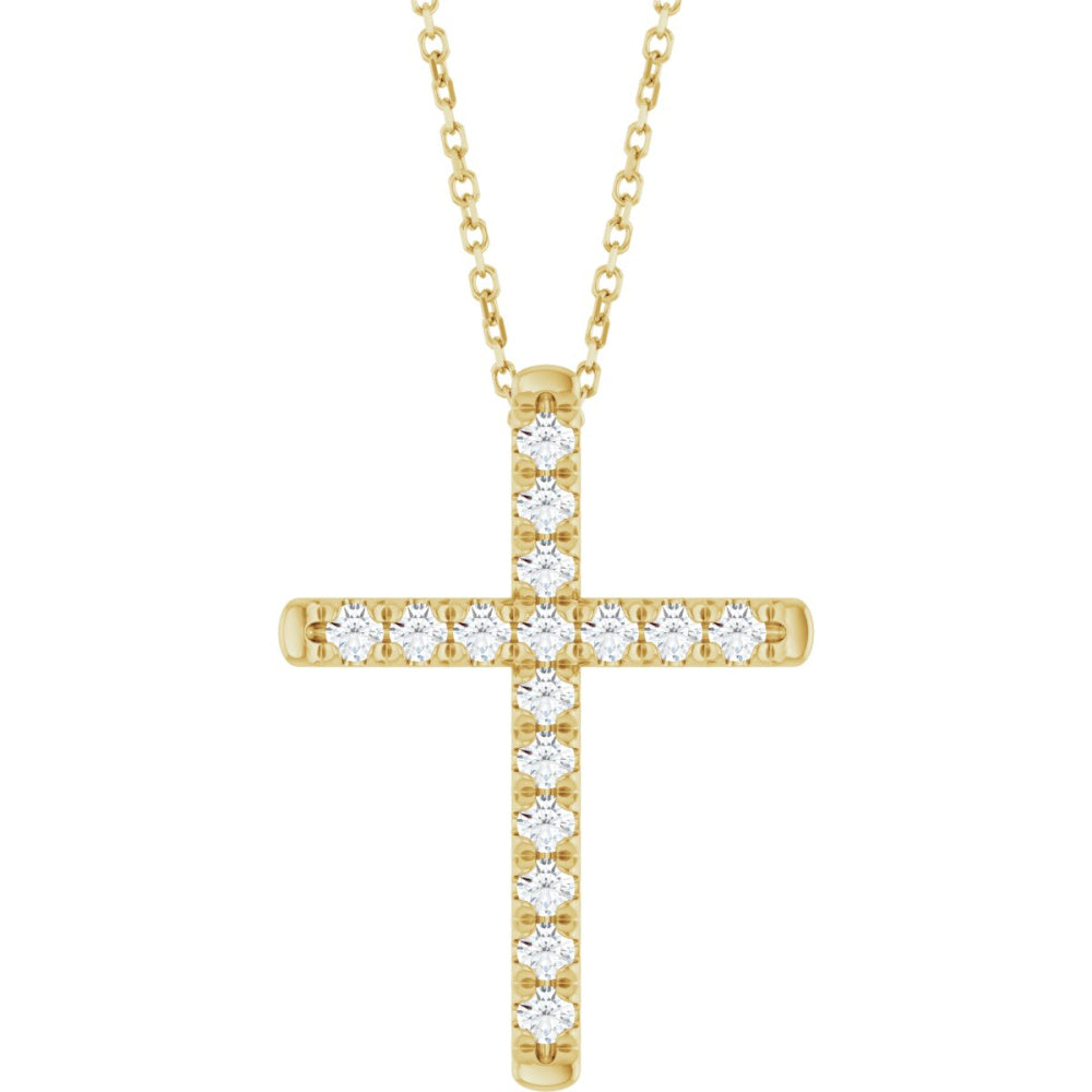 French-Set Cross Necklace or Pendant