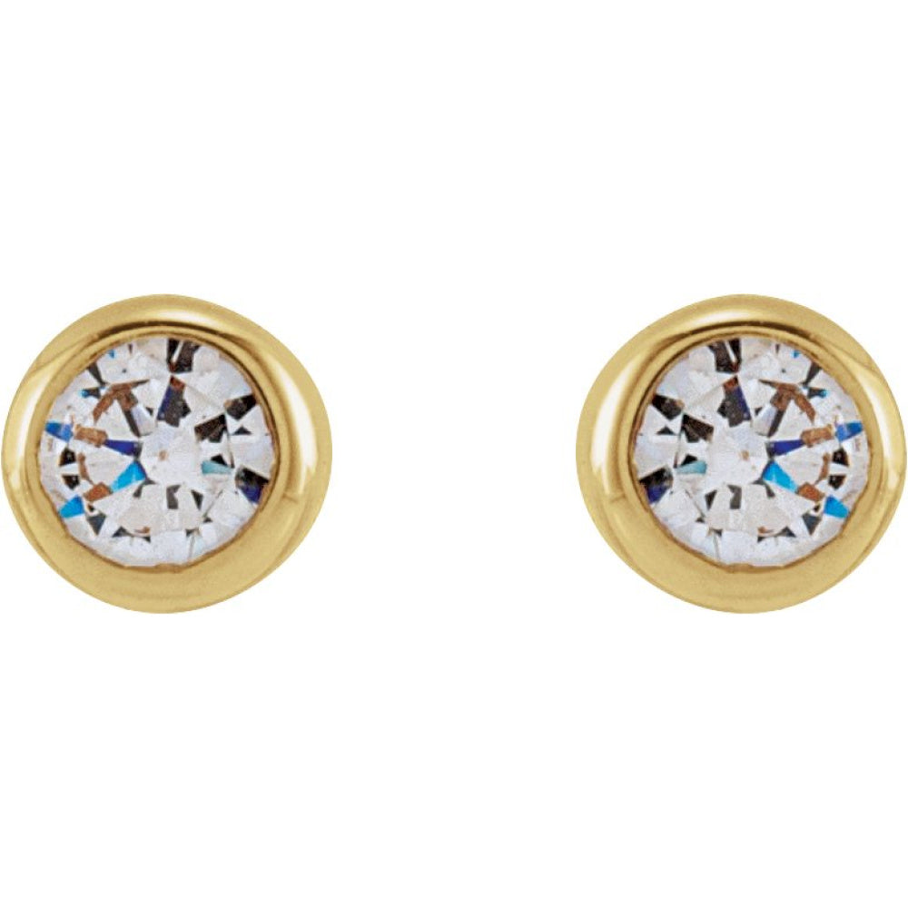 Round Bezel-Set Stud Earrings