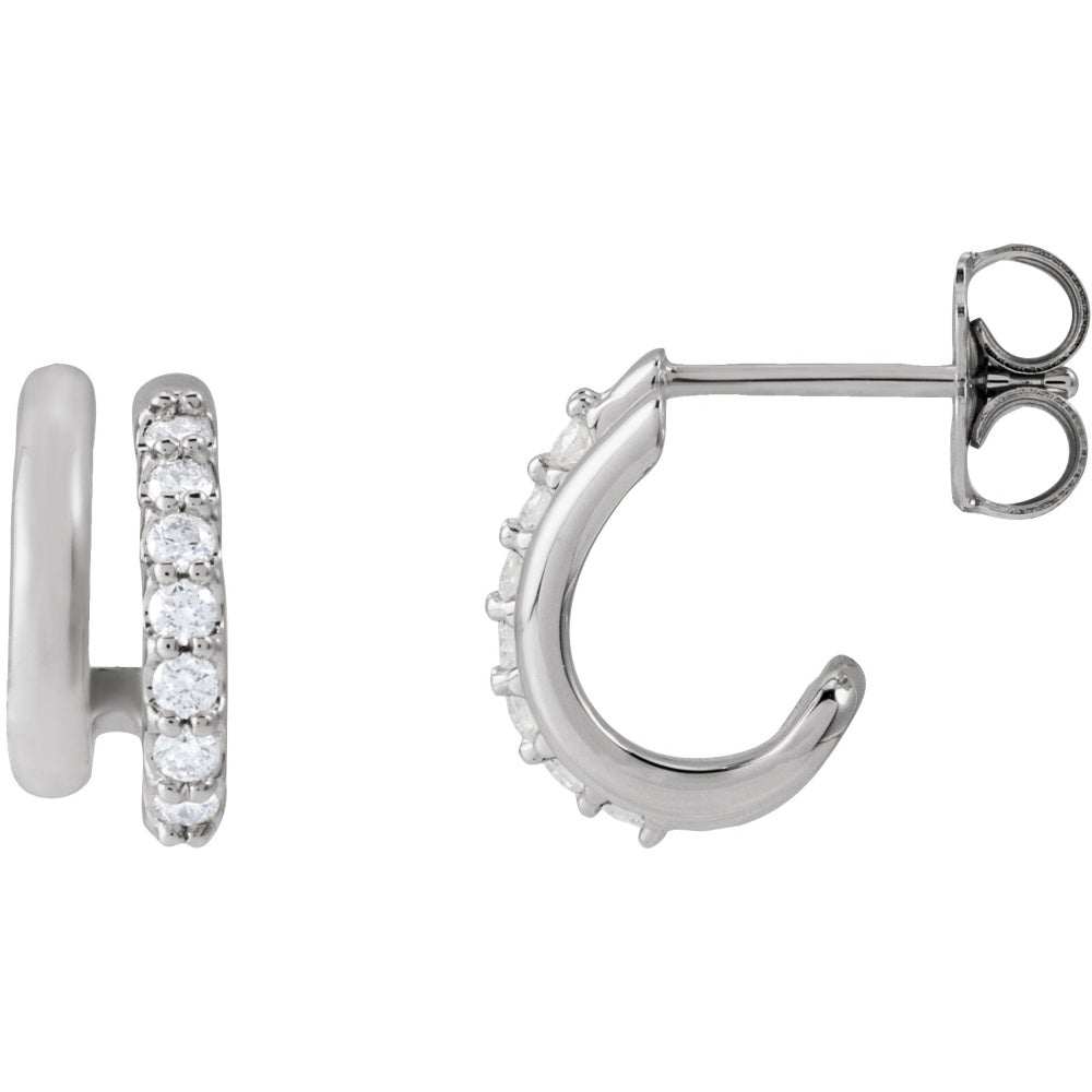 Accented Double Stacked Hoop Earrings