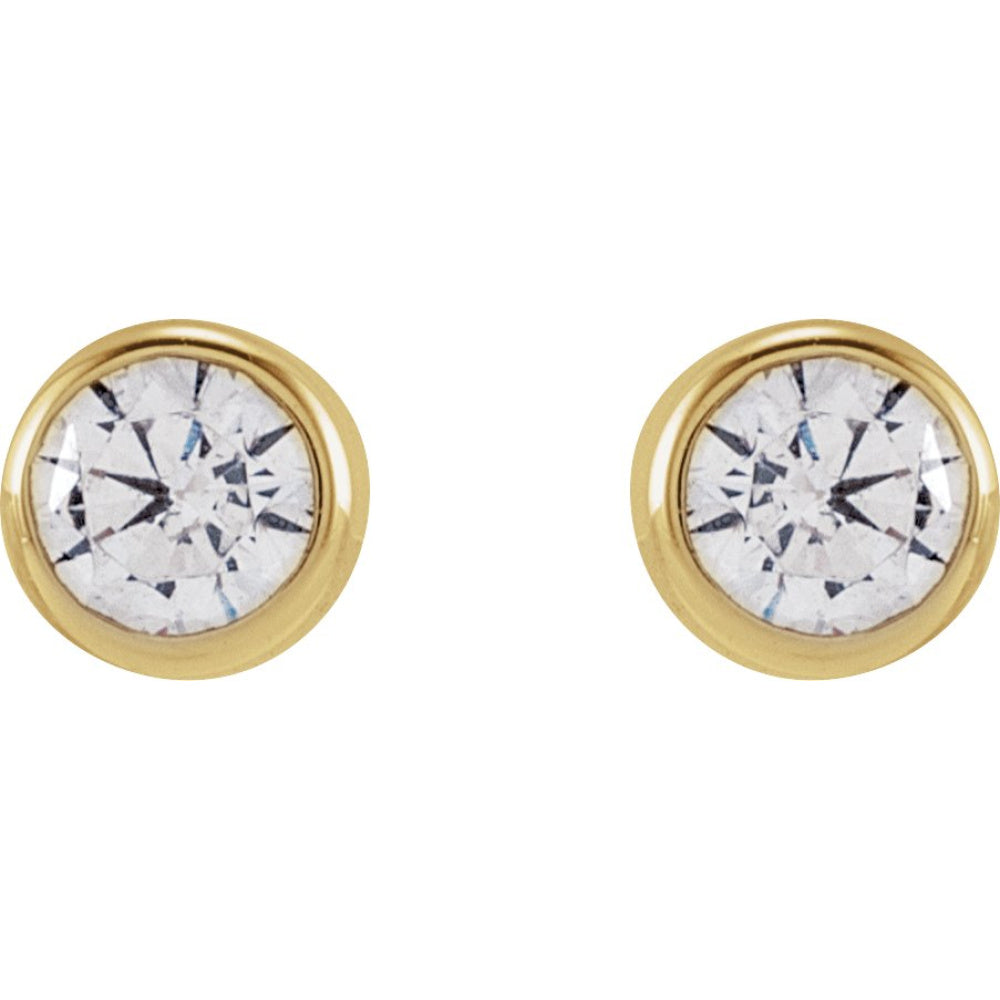 Round Bezel-Set Stud Earrings