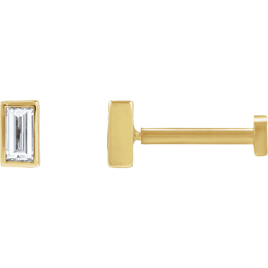 Straight Baguette Bezel-Set Stud Earrings