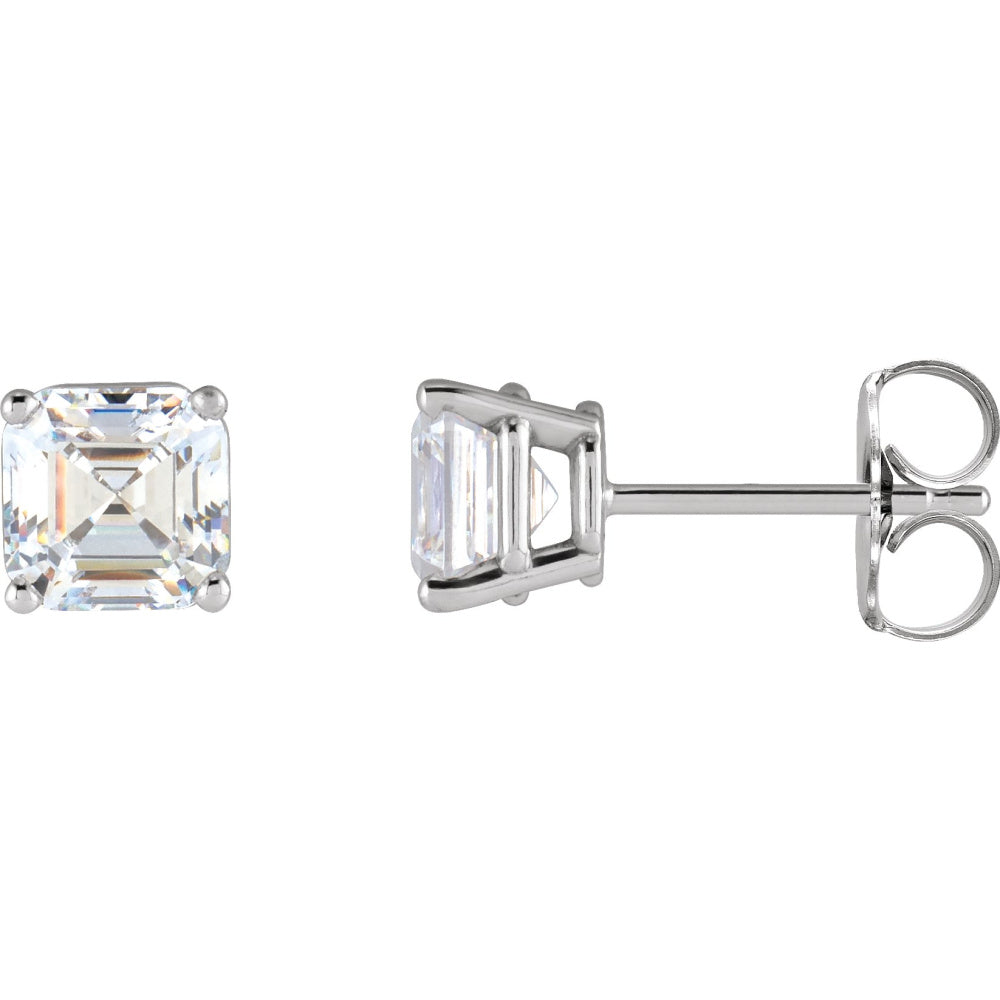 Asscher 4-Prong Stud Earrings