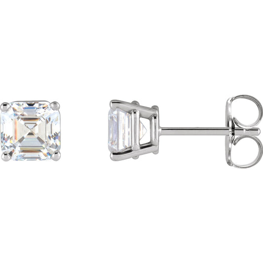 Asscher 4-Prong Stud Earrings