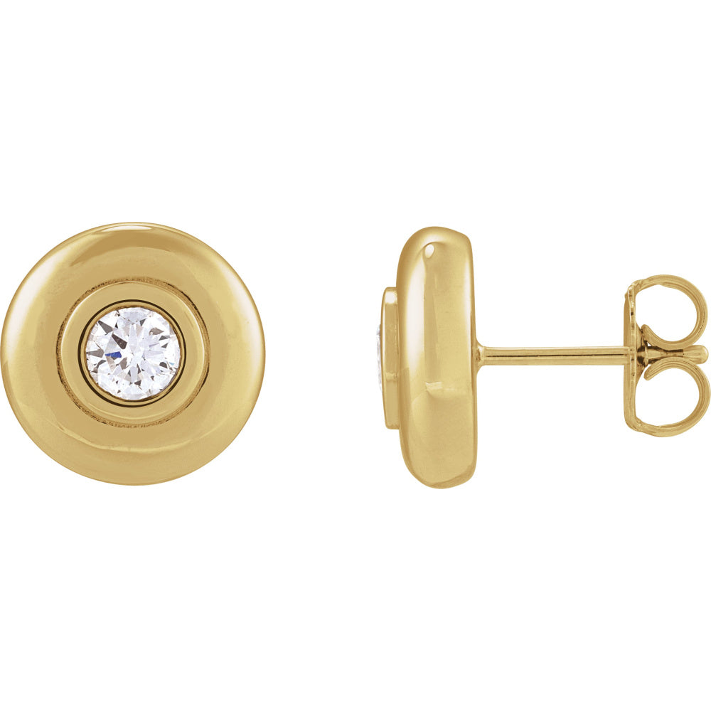 Bezel-Set Puffed Stud Earrings