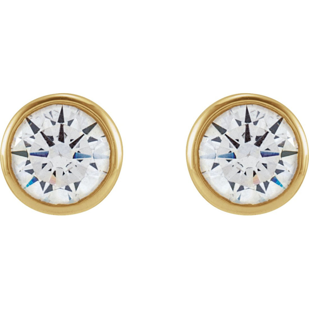 Round Bezel-Set Stud Earrings