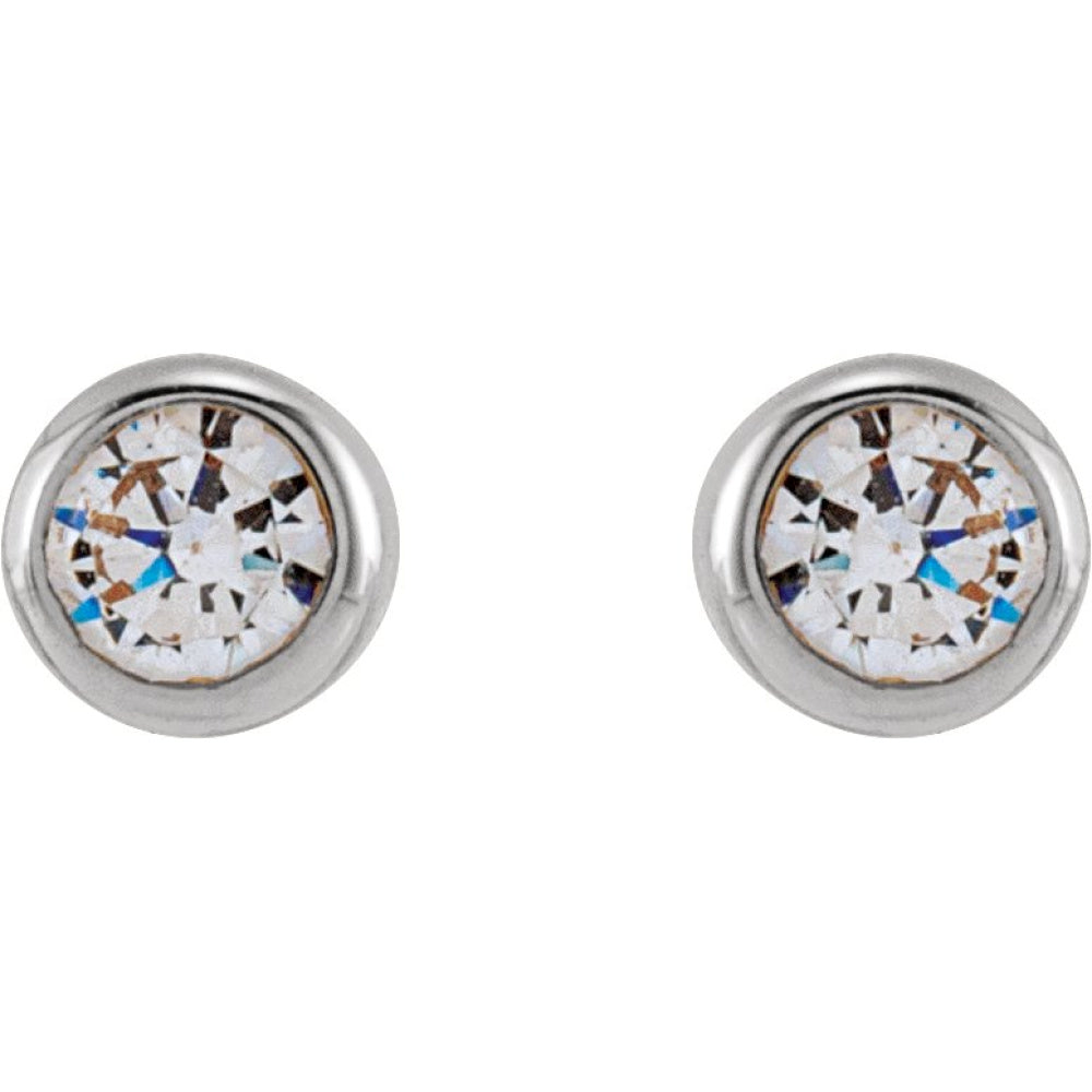 Round Bezel-Set Stud Earrings