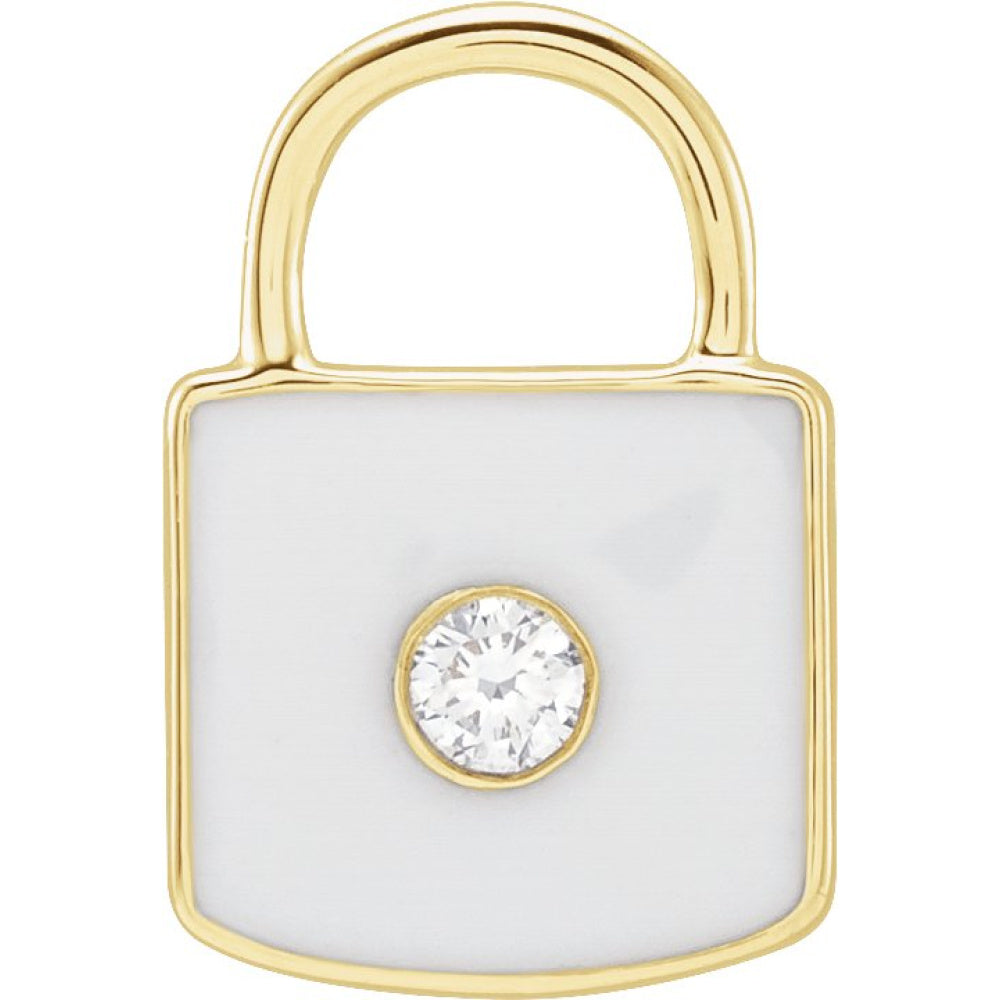 Accented Enamel Lock Charm/Pendant