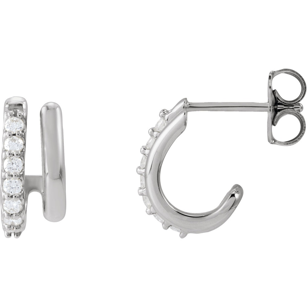 Accented Double Stacked Hoop Earrings