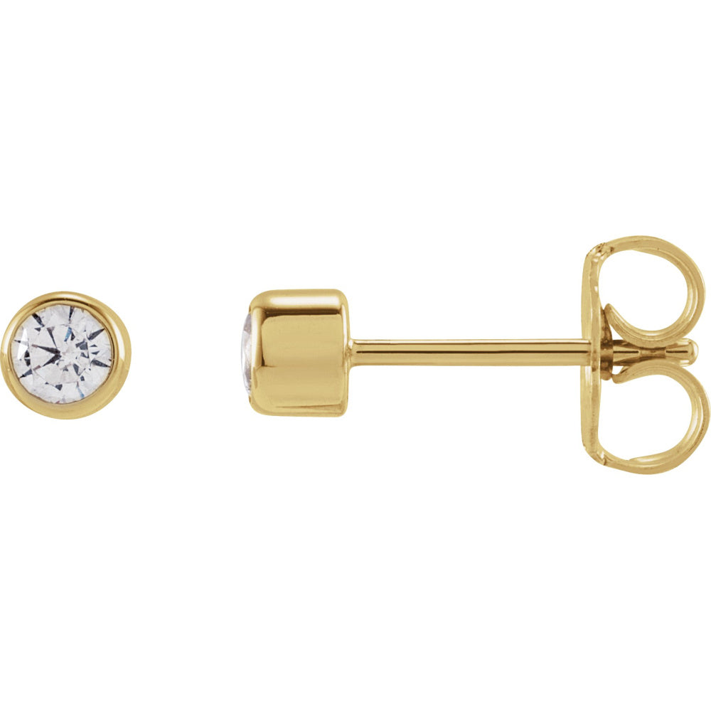 Round Bezel-Set Stud Earrings