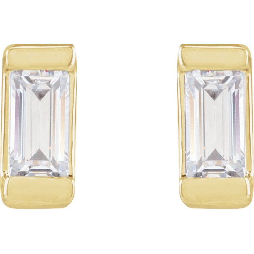 Straight Baguette Bezel-Set Stud Earrings