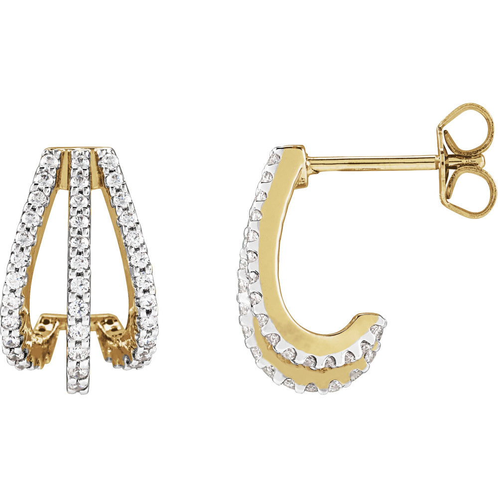 Accented Three-Row Hoop Earrings