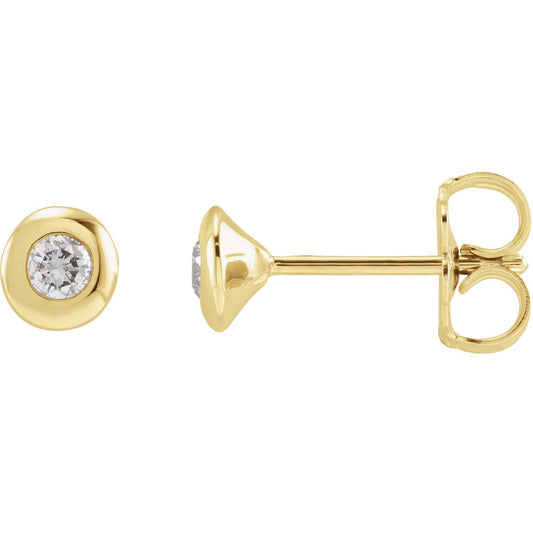 Round Bezel-Set Stud Earrings