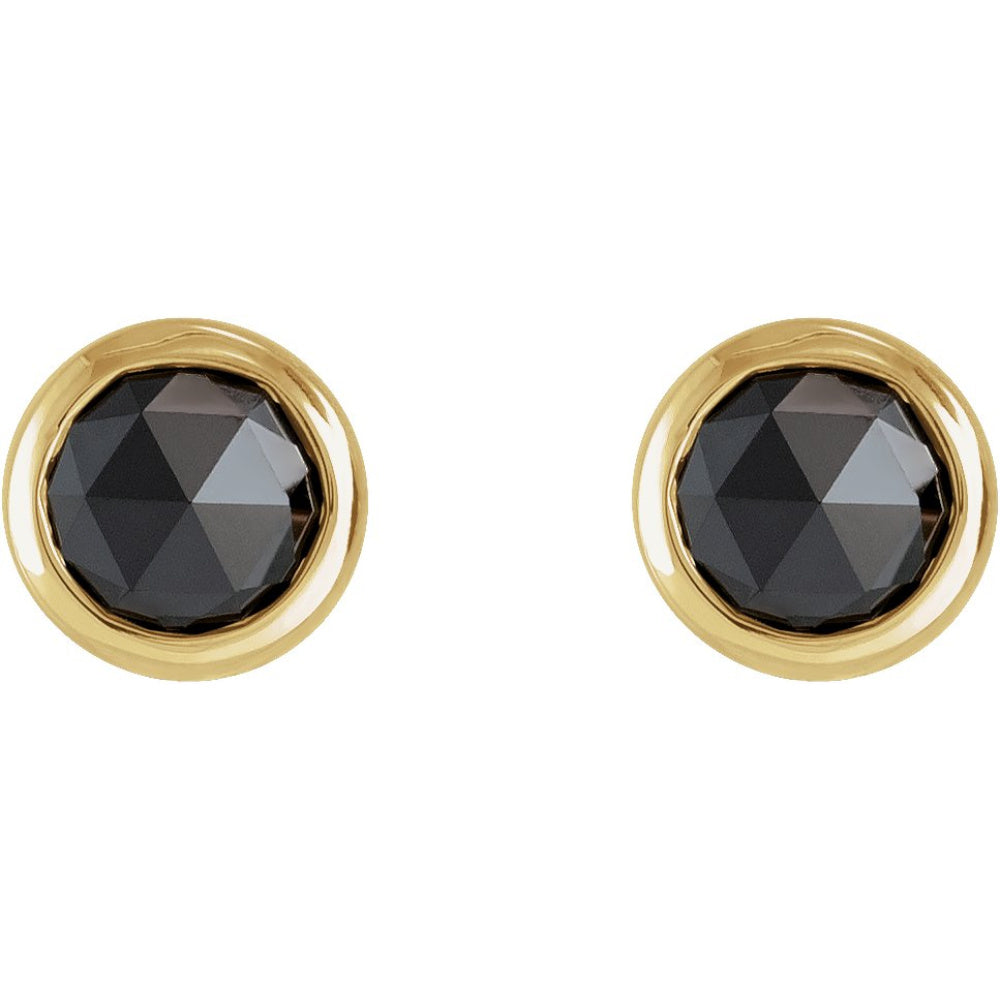 Round Bezel-Set Rose-Cut Stud Earrings