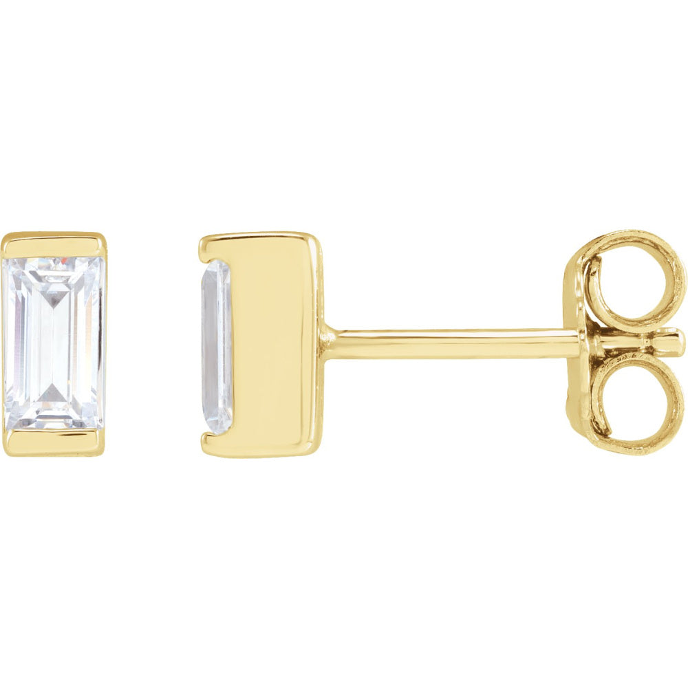 Straight Baguette Bezel-Set Stud Earrings