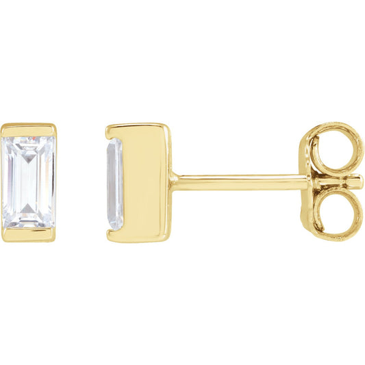 Straight Baguette Bezel-Set Stud Earrings