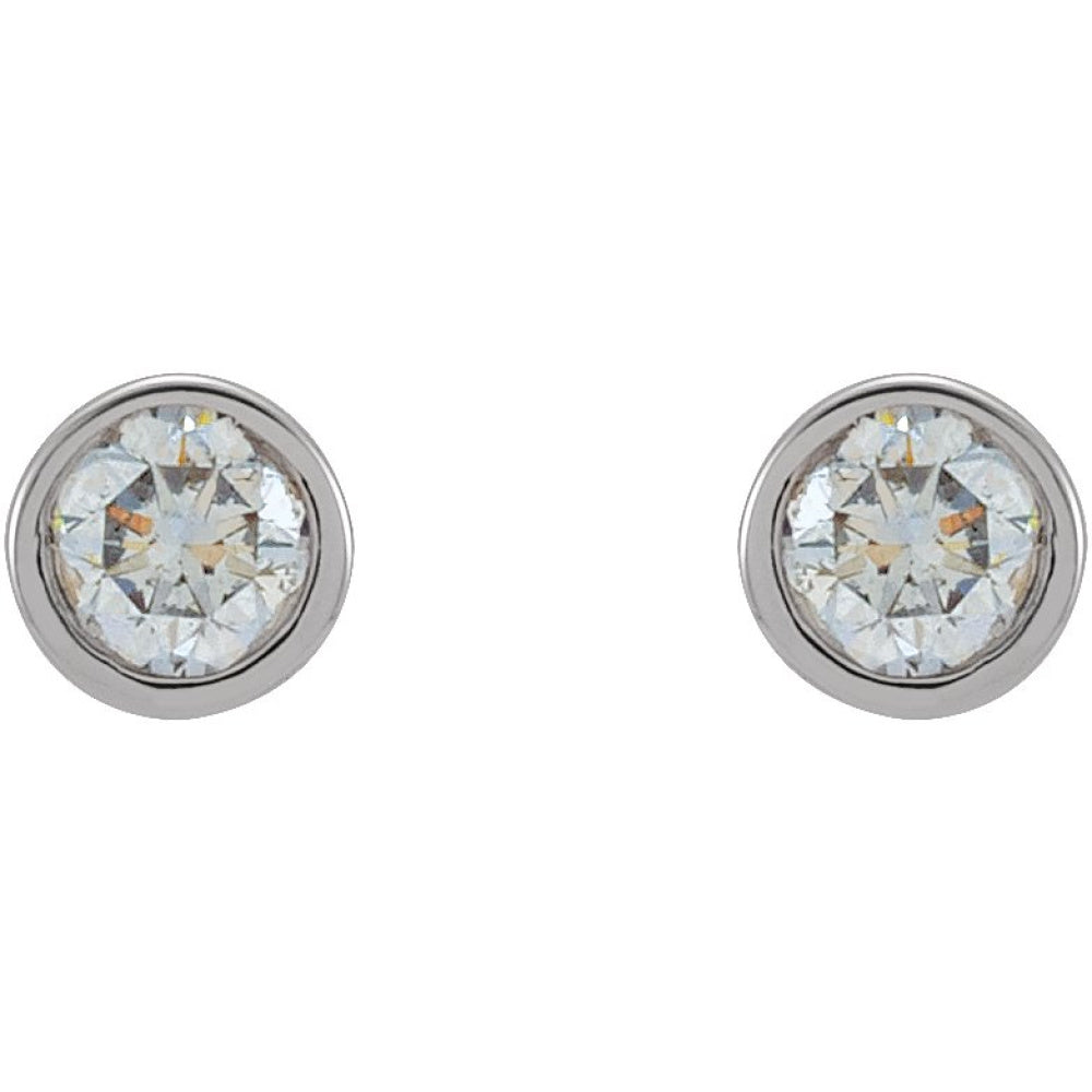 Round Micro Bezel-Set Stud Earrings