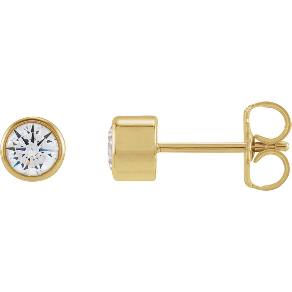 Round Bezel-Set Stud Earrings