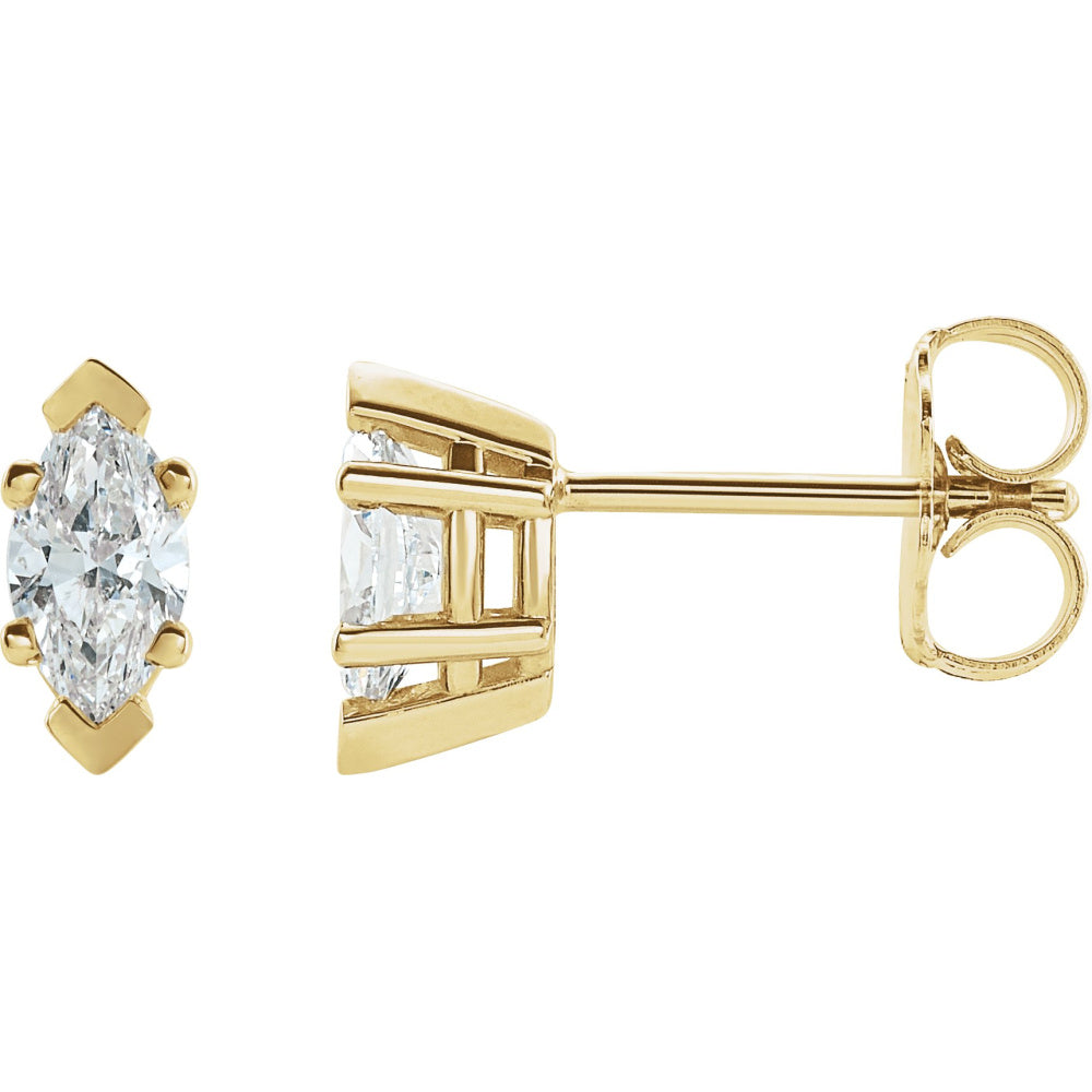 Marquise 6-Prong V-End Stud Earrings