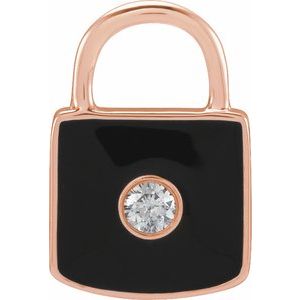 Accented Enamel Lock Charm/Pendant