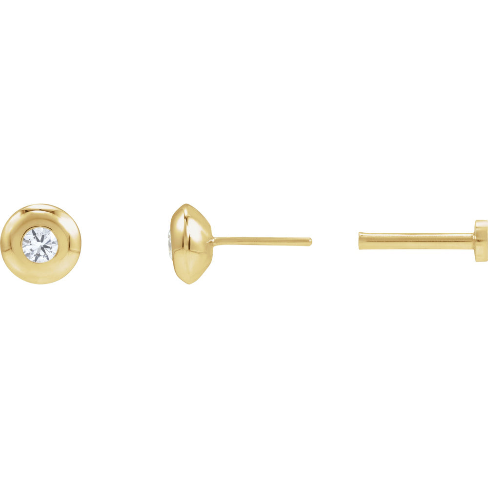 Round Bezel-Set Stud Earrings