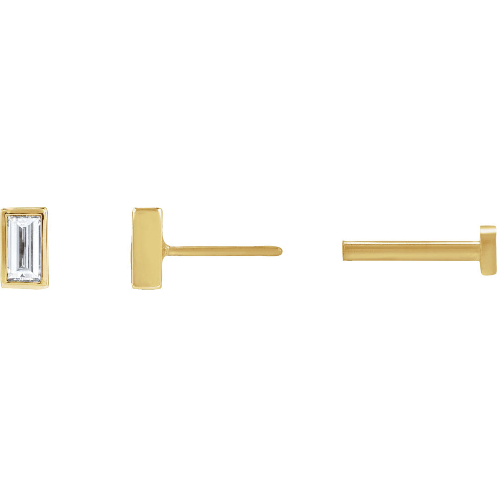 Straight Baguette Bezel-Set Stud Earrings
