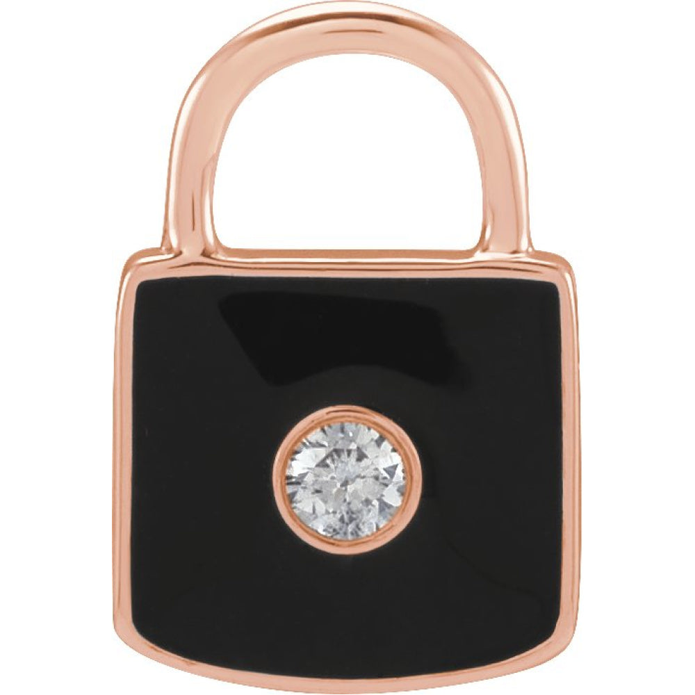 Accented Enamel Lock Charm/Pendant