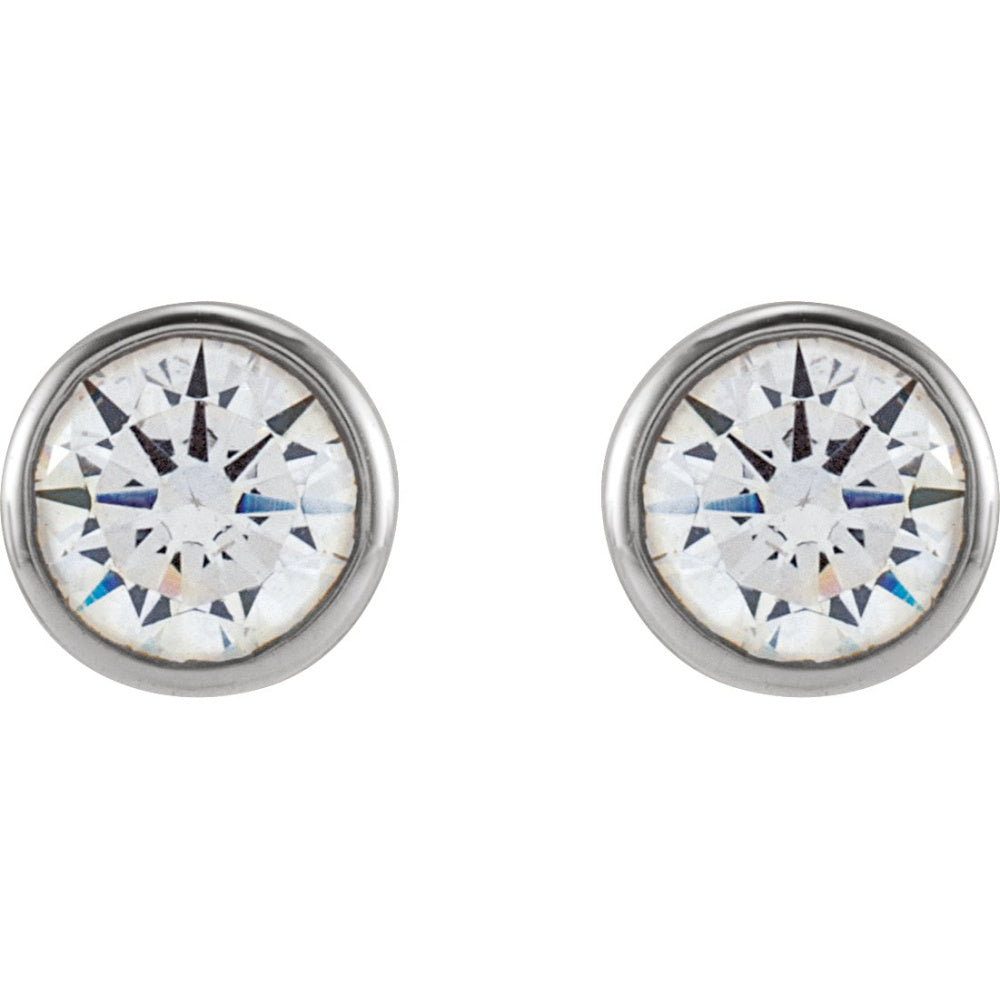 Round Bezel-Set Stud Earrings