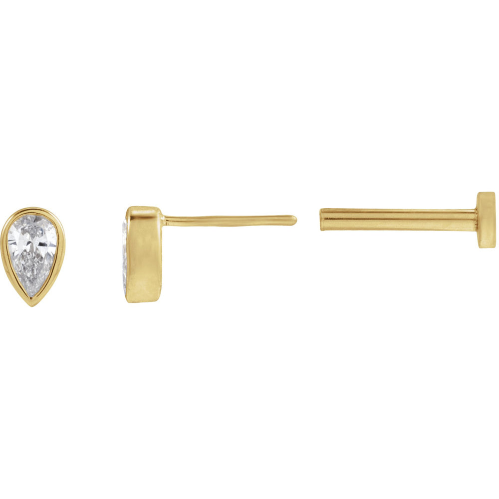 Pear Bezel-Set Stud Earrings