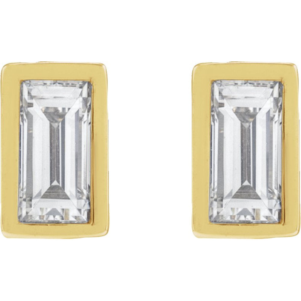 Straight Baguette Bezel-Set Stud Earrings