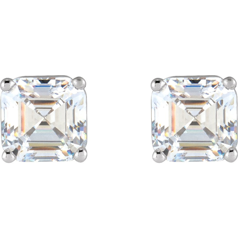 Asscher 4-Prong Stud Earrings