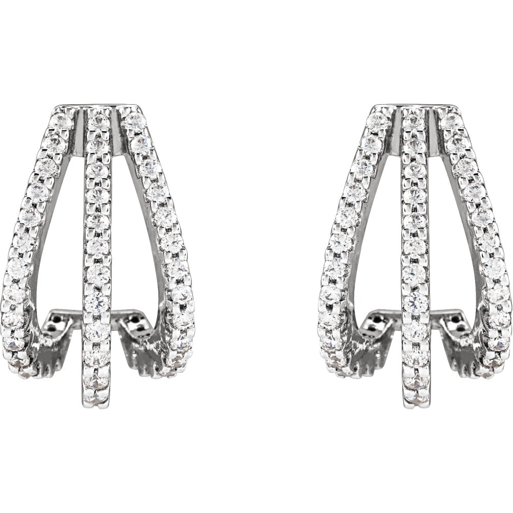 Accented Three-Row Hoop Earrings