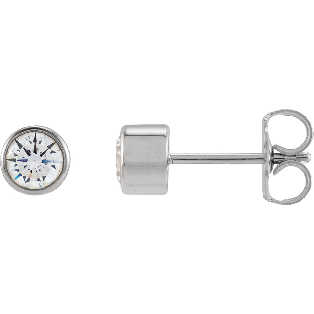Round Bezel-Set Stud Earrings