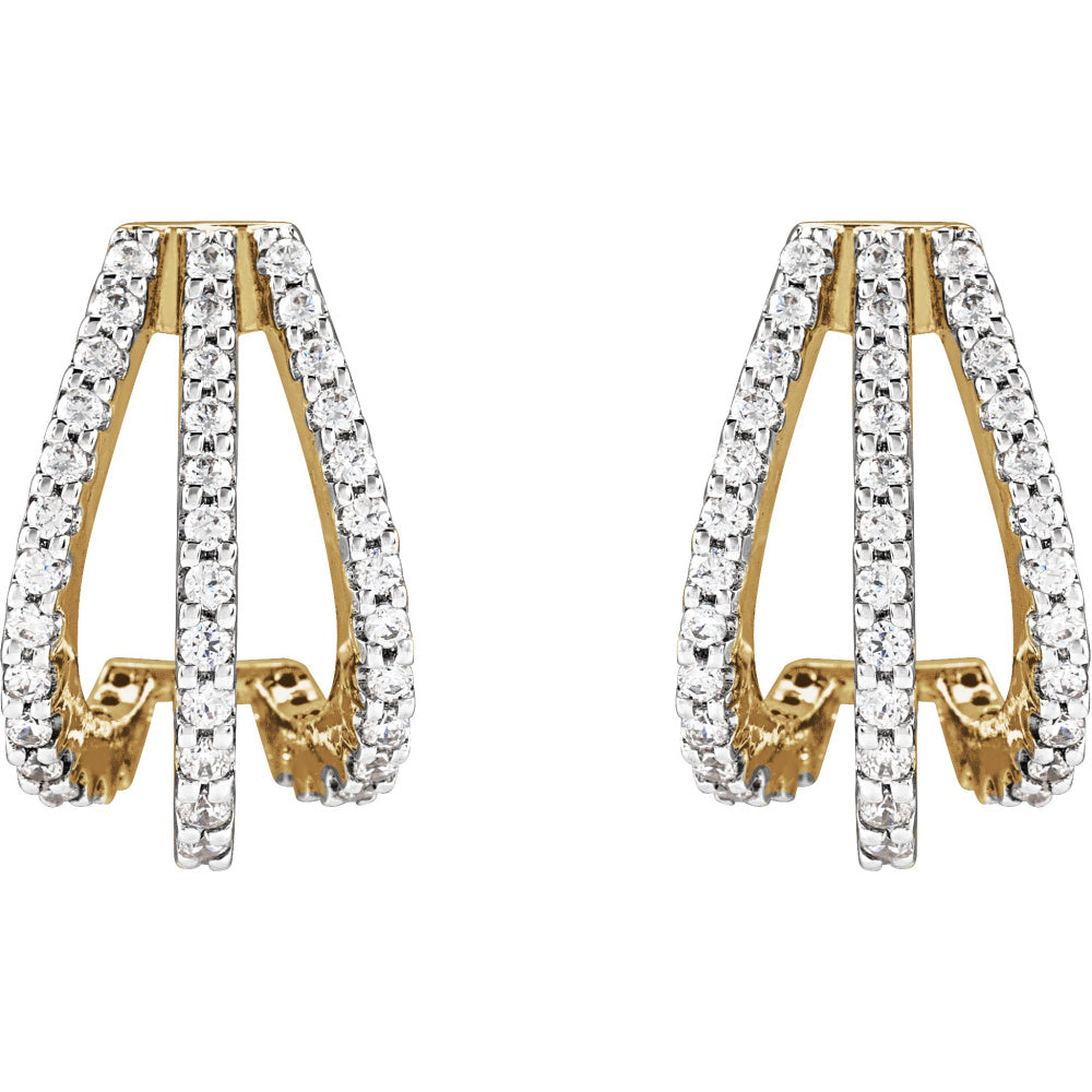 Accented Three-Row Hoop Earrings